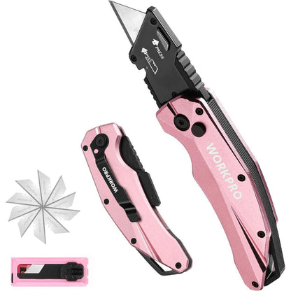 Klappbares Teppichmesser aus Metall mit Schnellverschluss & 10 Klingen