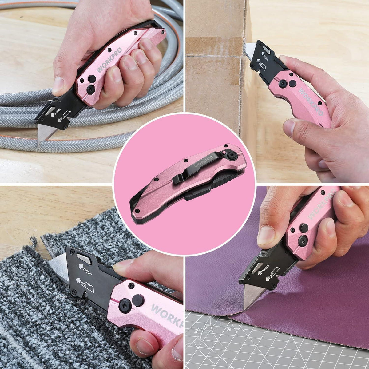 Klappbares Teppichmesser aus Metall mit Schnellverschluss & 10 Klingen