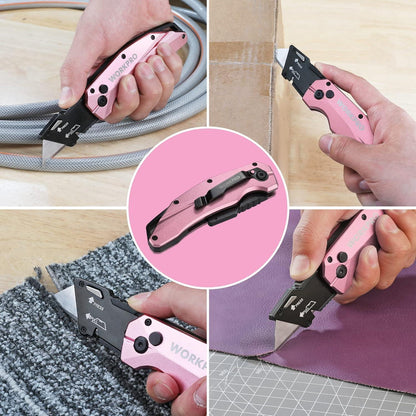 Klappbares Teppichmesser aus Metall mit Schnellverschluss & 10 Klingen