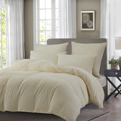 Flauschige Winterbettwäsche 135x200 cm Beige Creme Fleece Set