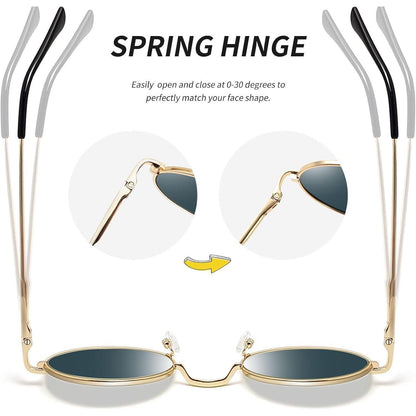 Retro Runde Sonnenbrille Herren Damen Polarisierte Vintage Hippie UV400 Gold Rosa