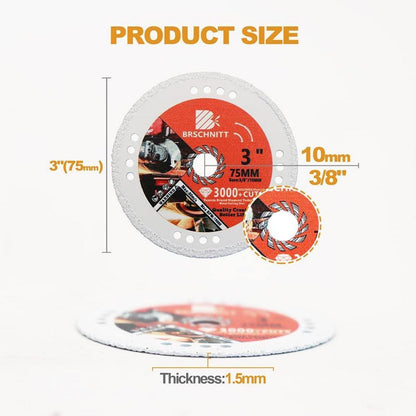 Diamant-Trennscheiben 75mm, 10 Stück, für Metall & Stahl
