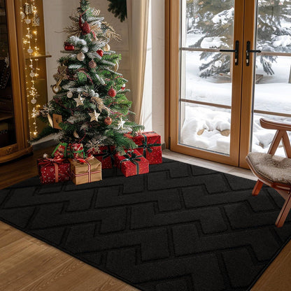 Fußmatte Schwarz 90x150cm – Waschbar, Rutschfest & Saugfähig