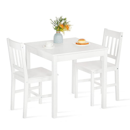 Holz Esstisch Set 3-teilig Weiß – Kleiner Küchentisch mit Stühlen