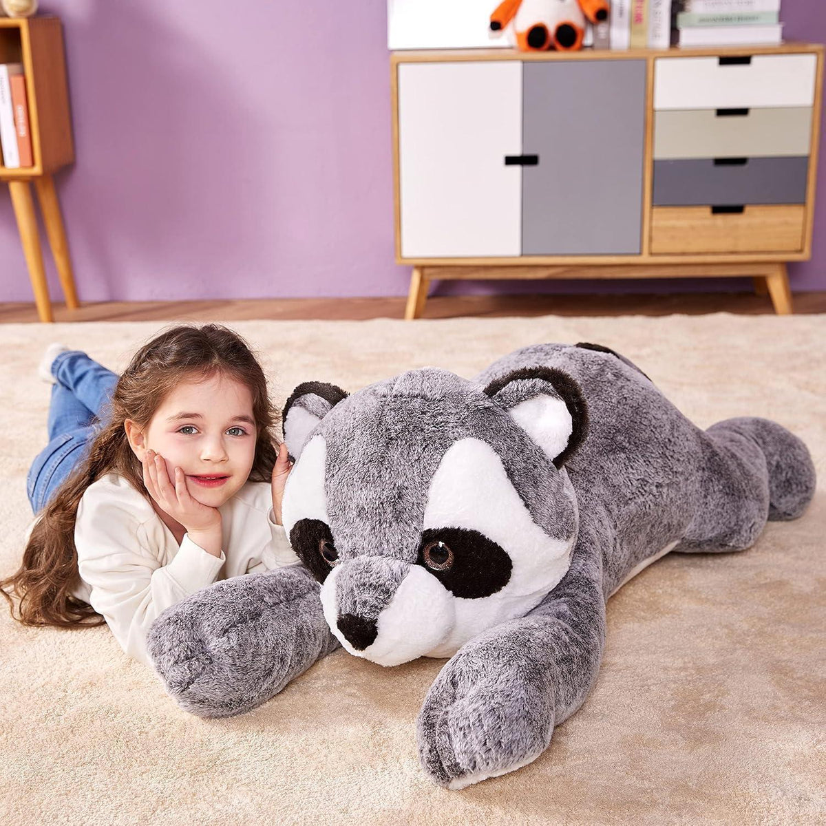Riesiger Waschbär Kuscheltier 78cm - Flauschiges Plüschtier Geschenk