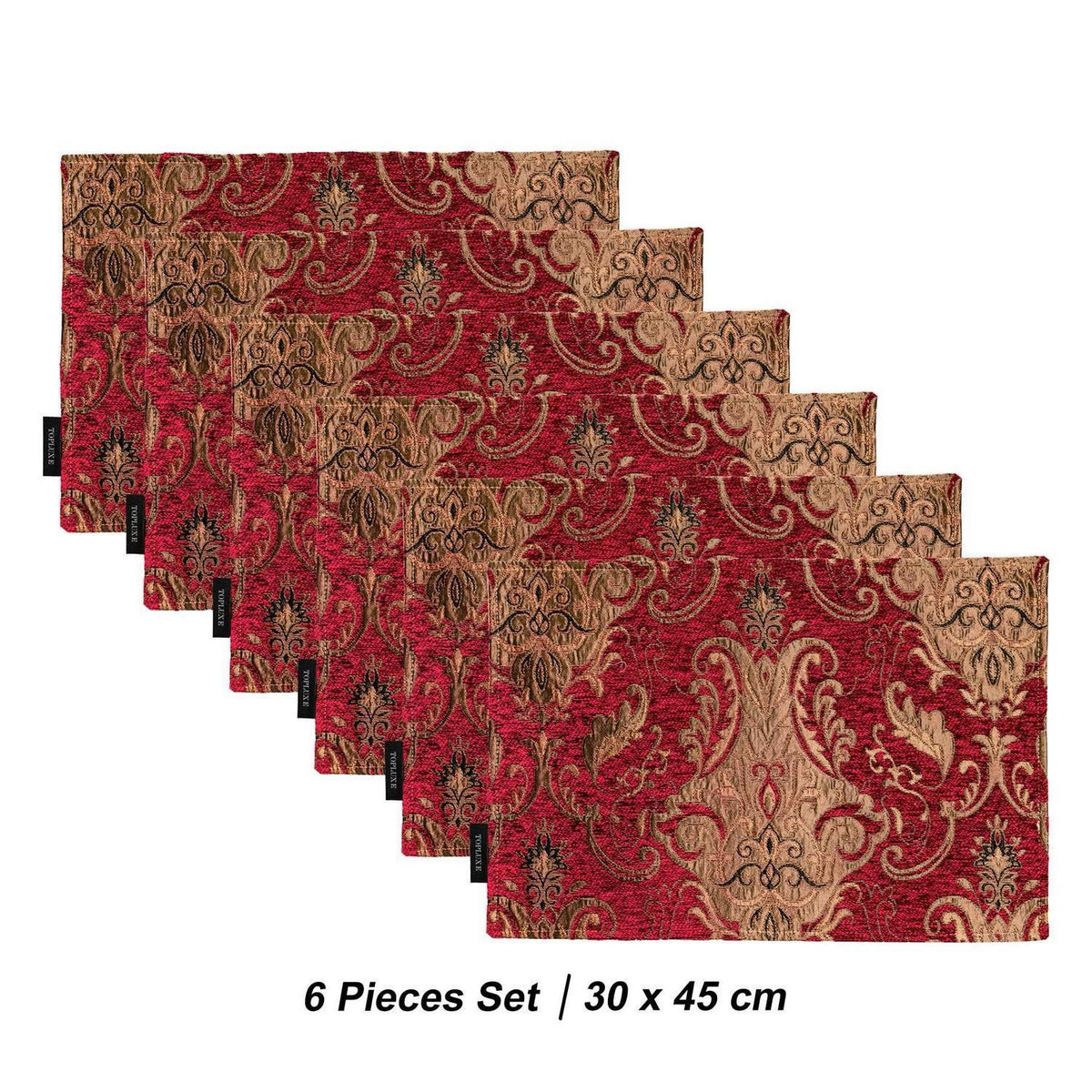 Platzsets 6er Set Jaquard, Abwaschbar, Burgund 30x45cm