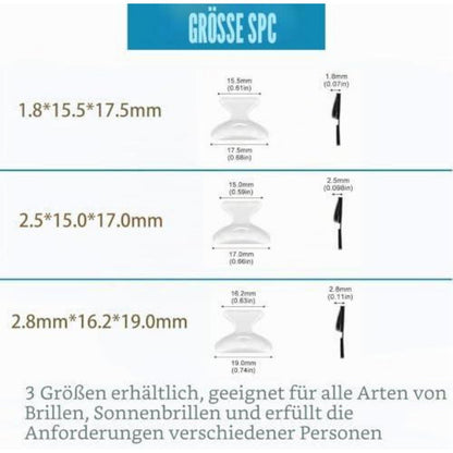 10x Silikon Nasenpads für Brillen – Schwarz 1.8mm