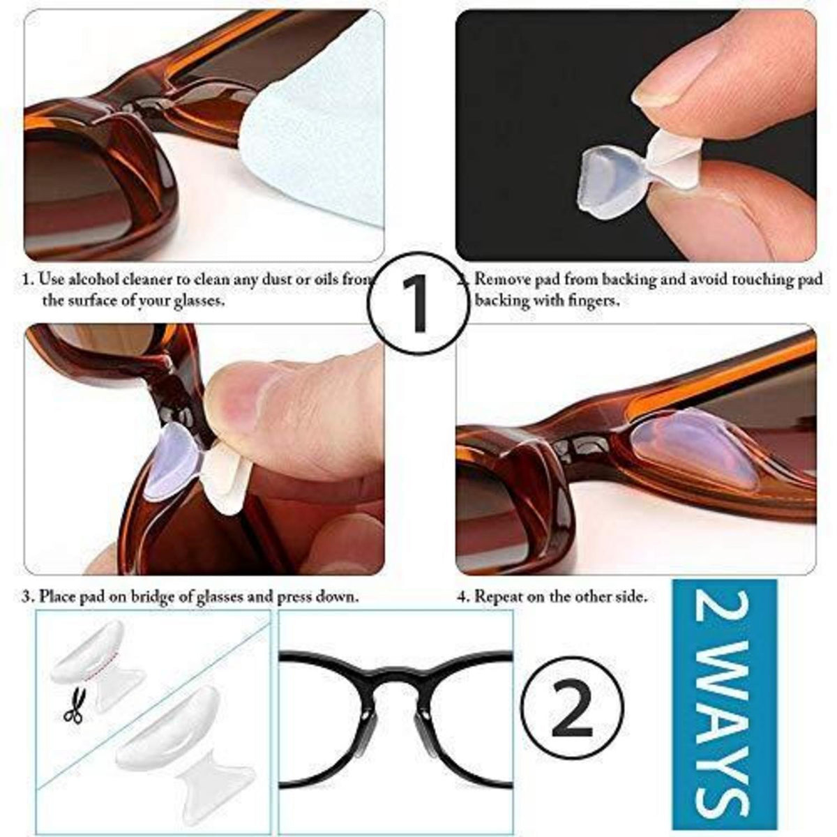 10x Silikon Nasenpads für Brillen – Schwarz 1.8mm