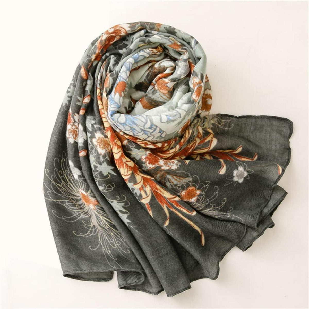Damen Schal Oversize mit Fransen 180x90 cm Bunt