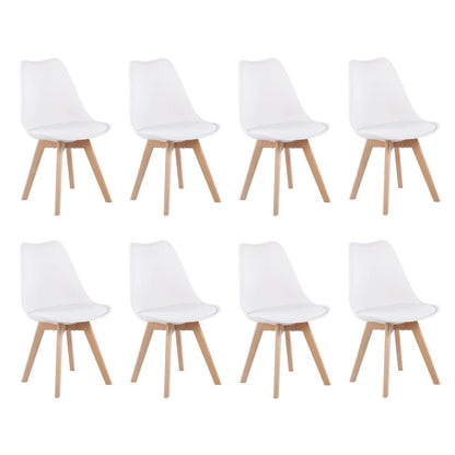 8 Esszimmerstühle Buche Holz, skandinavisches Design, weiß