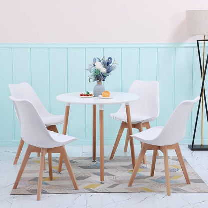 8 Esszimmerstühle Buche Holz, skandinavisches Design, weiß