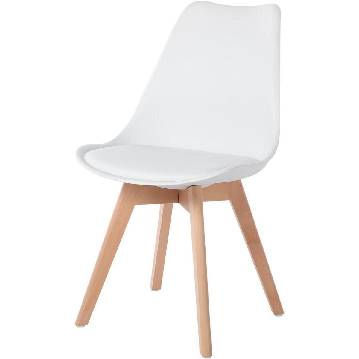 8 Esszimmerstühle Buche Holz, skandinavisches Design, weiß