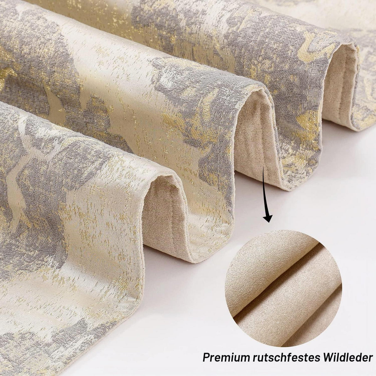 Tischläufer mit Quasten, Beige, 33x180cm – Jacquard Tischdeko