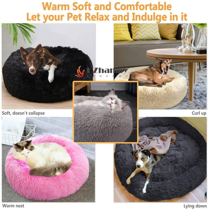 Rundes Hundebett Flauschig Rosa 2XL - 90cm