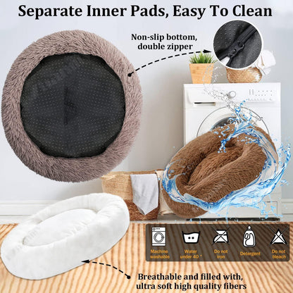 Rundes Hundebett Flauschig Grau 70cm - Kuscheliges Hunde Sofa