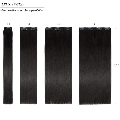 Clip-in Haarverlängerung Dunkelbraun 60/70cm