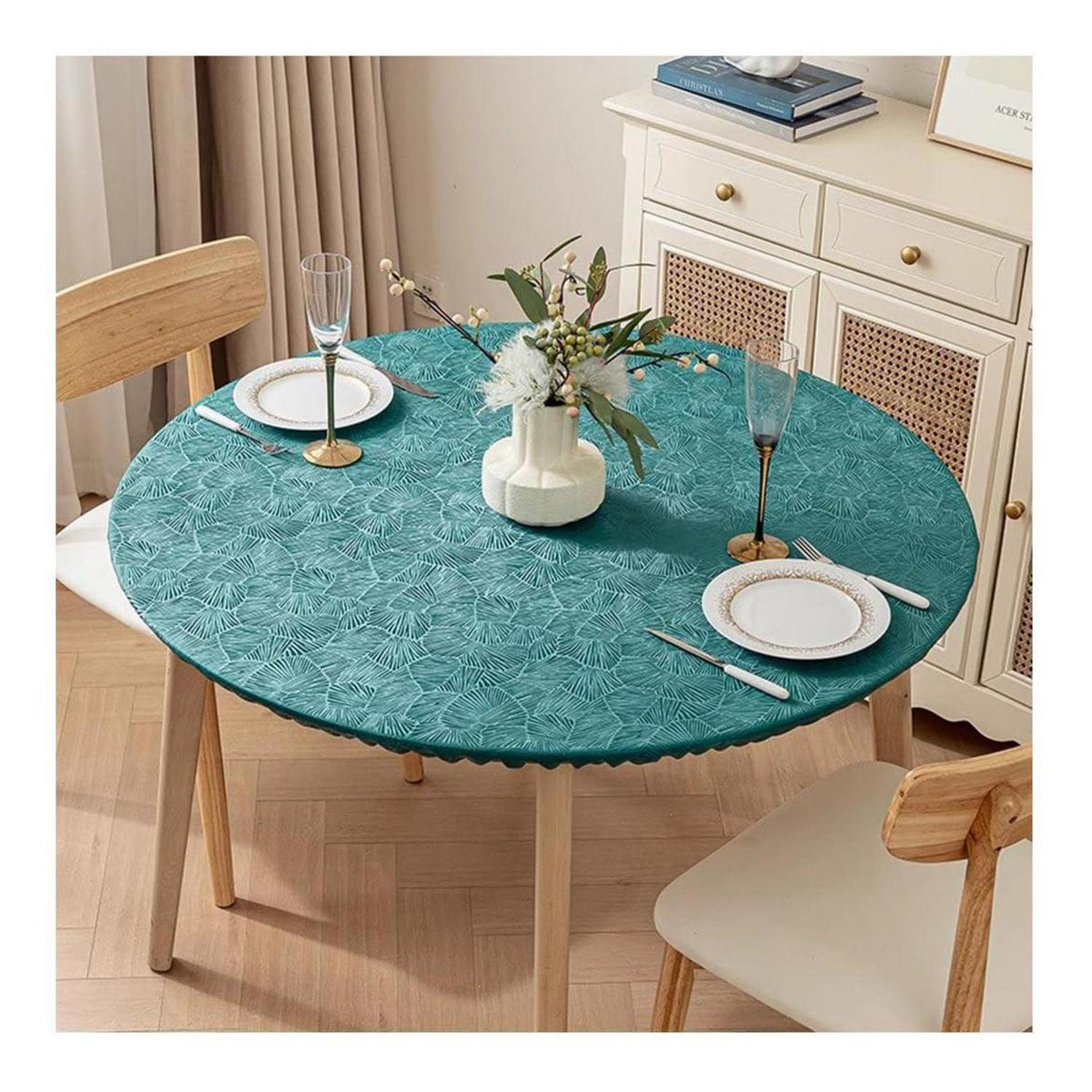 Runde Tischdecke Polyester 80cm Grün – Wasserdicht & Pflegeleicht