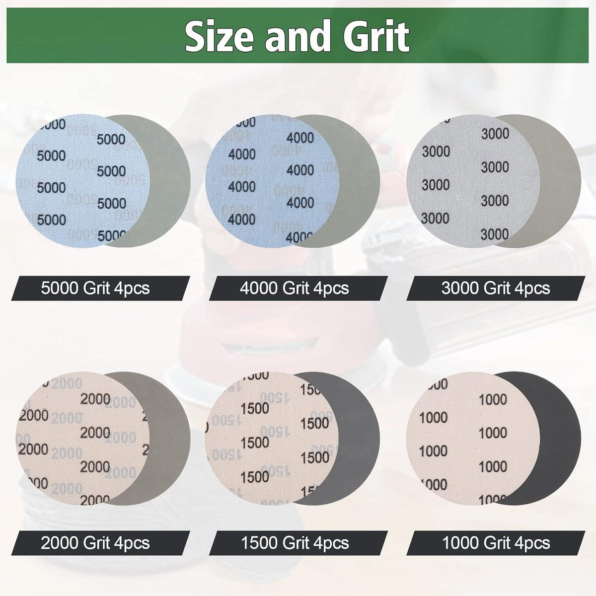 Schleifpapier Klett 125mm 24tlg. Körnung 1000-5000 Nass/Trocken