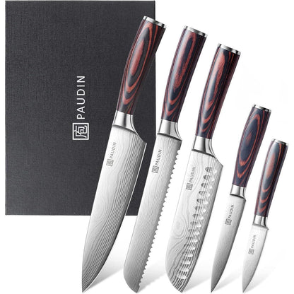 Premium Messerset Küchenmesser Set 5 tlg Carbon Edelstahl