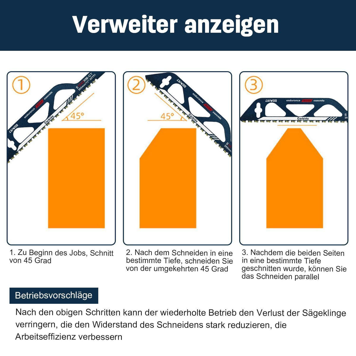 2x Säbelsägeblätter Hartmetall für Porenbeton & Stein 305mm
