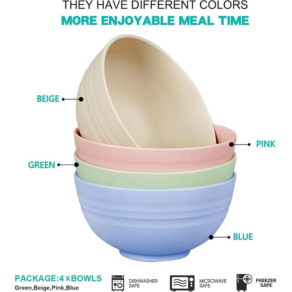 4er Set Salatschüsseln | 710ml Müslischalen | Leicht & Bruchsicher
