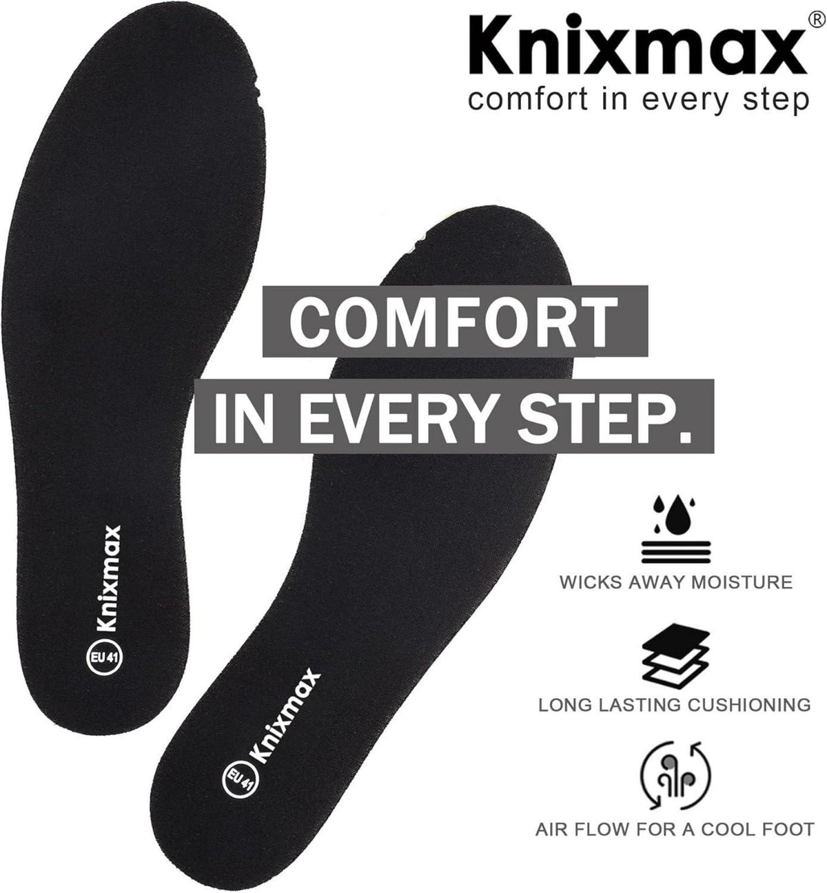 Memory Foam Einlegesohlen für Herren Damen - Weiche Sport Einlagen - Schuheinlagen Gr.36-47EU Memory Foam Schwarz