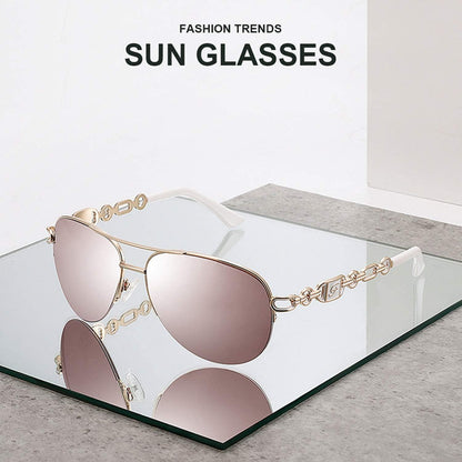 Verspiegelte Piloten Sonnenbrille Damen UV400 Gold Pink