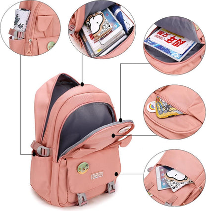 Rucksack Damen Schulrucksack Mädchen Teenager Laptop 15,6 Zoll Grau