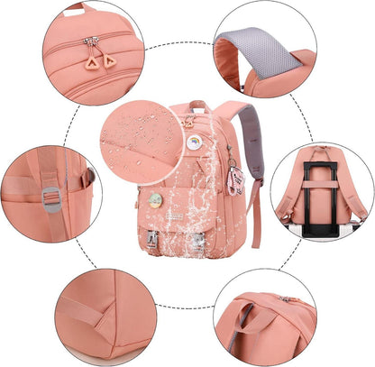 Rucksack Damen Mädchen 15,6 Zoll Laptop College Schultasche Grau
