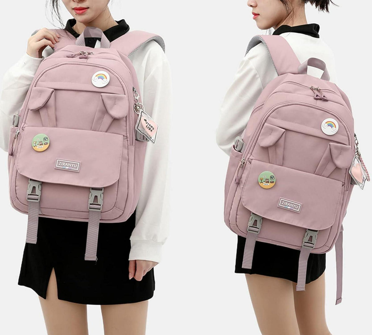 Damen Schulrucksack Mädchen 15,6 Zoll Laptop-Rucksack Anti-Diebstahl Grau