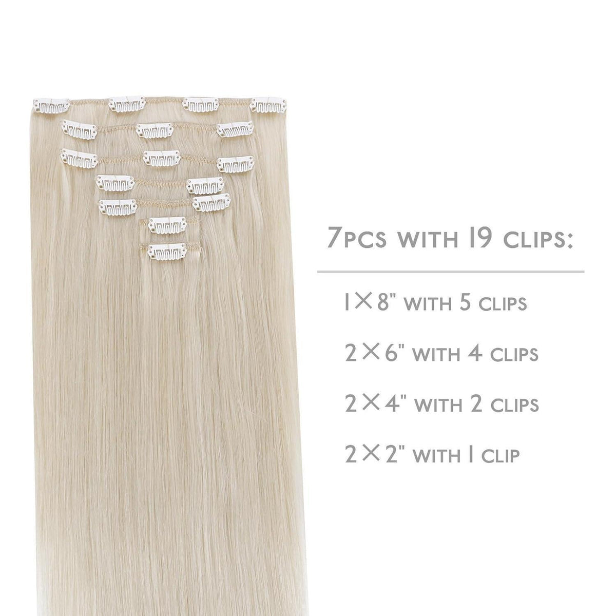 Echthaar Clip-Ins Platinblond, 55cm, 120g