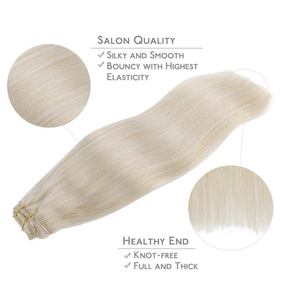 Echthaar Clip-Ins Platinblond (35cm, 120g)