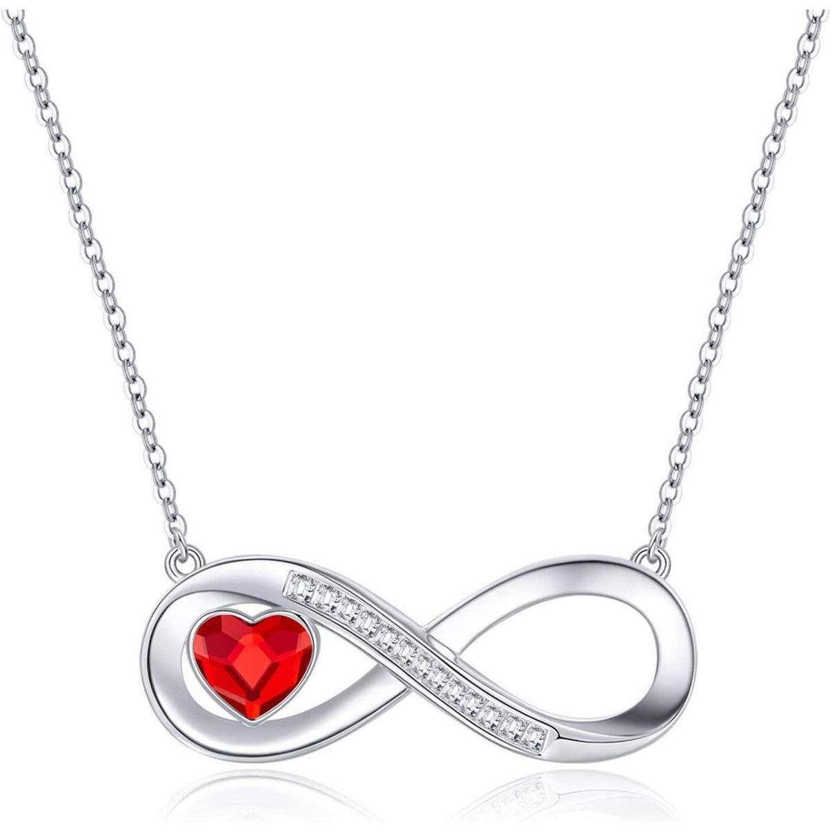 Silberne Infinity Herz Kette mit Geburtsstein – Damen Schmuck Geschenk