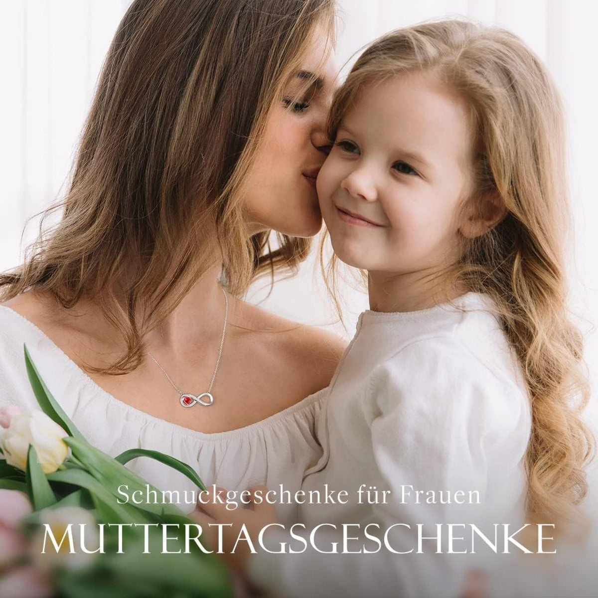 Silberne Infinity Herz Kette mit Geburtsstein – Damen Schmuck Geschenk