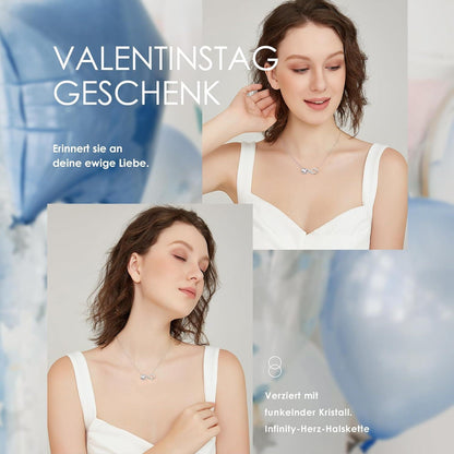 Silberne Infinity Herz Kette mit Geburtsstein – Damen Schmuck Geschenk