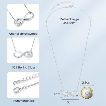Silberne Infinity Herz Kette mit Geburtsstein – Damen Schmuck Geschenk