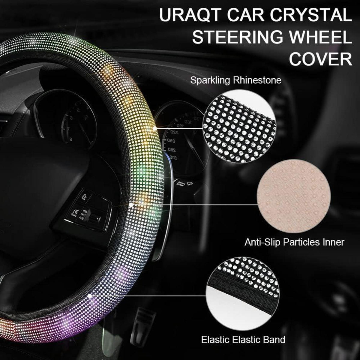 Lenkradbezug Glitzer Universal für Frauen, Bunt