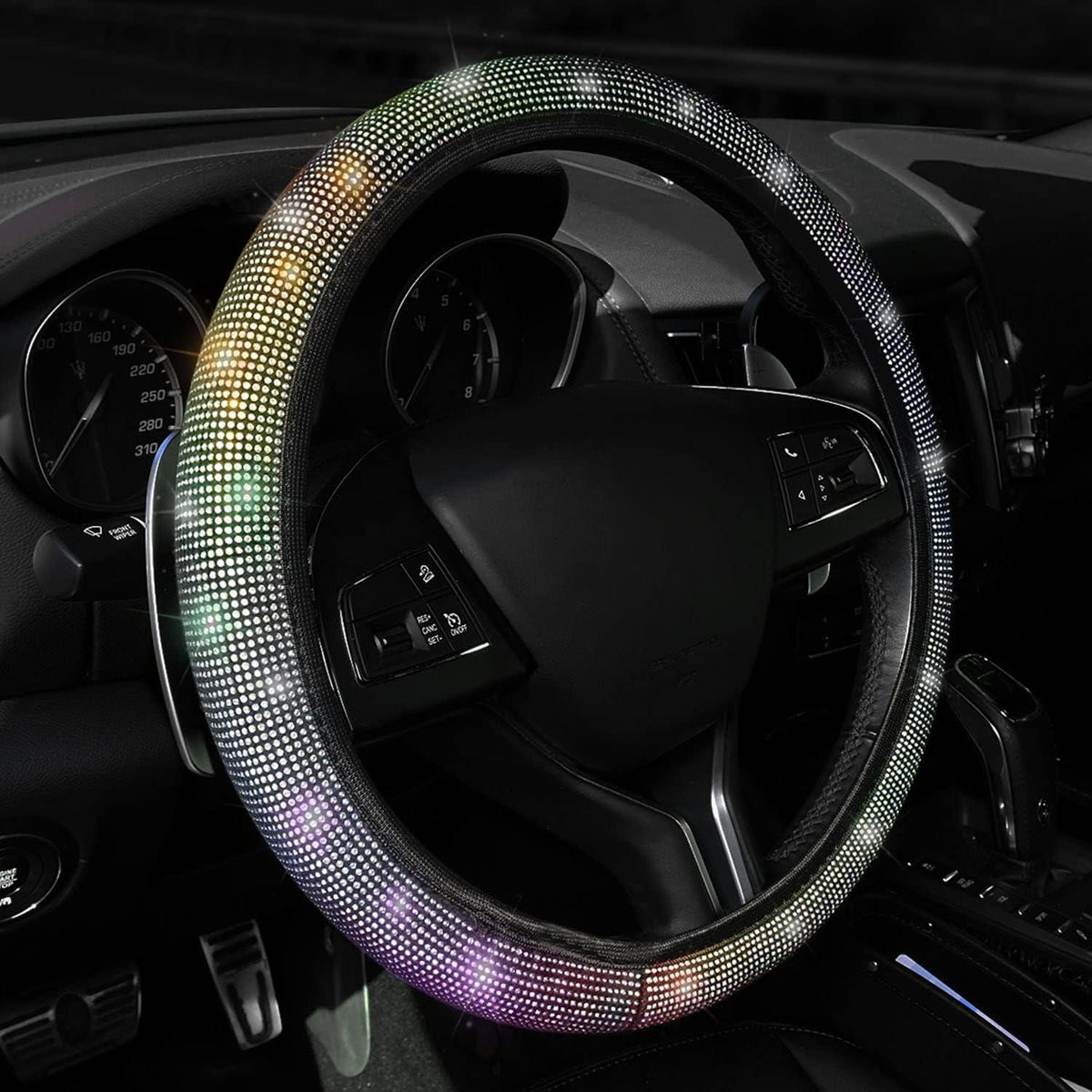 Lenkradbezug Glitzer Universal für Frauen, Bunt
