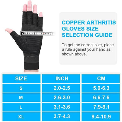 Kupfer Kompressionshandschuhe fingerlos für Arthritis Schmerzlinderung S Schwarz