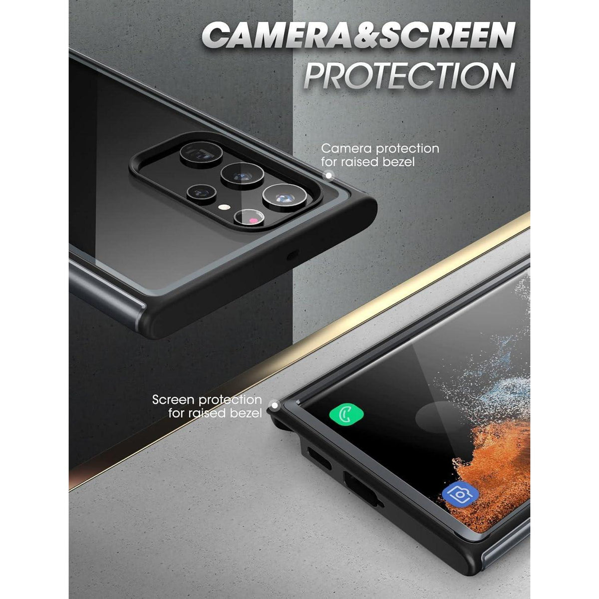 Schutzhülle für Samsung Galaxy S22 Ultra 5G mit Displayschutz Schwarz