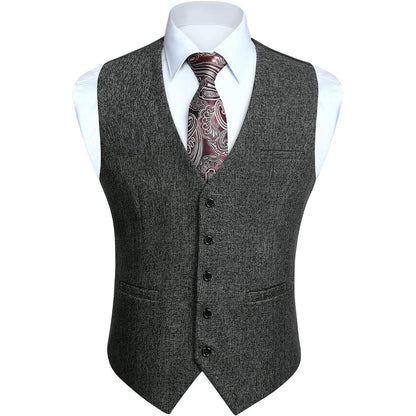 HISDERN Herren Anzugweste Retro Hochzeit Baumwolle