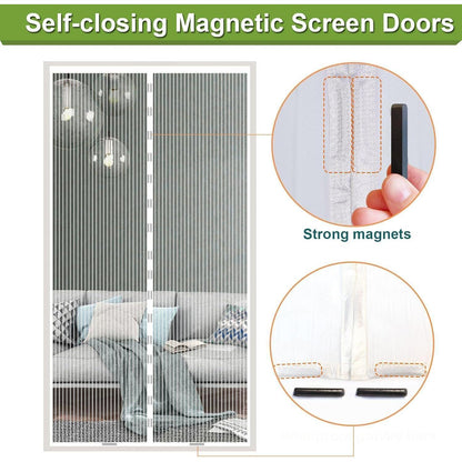 Magnet Fliegengitter Tür 215x255cm Weiß – Ohne Bohren, Automatisches Schließen