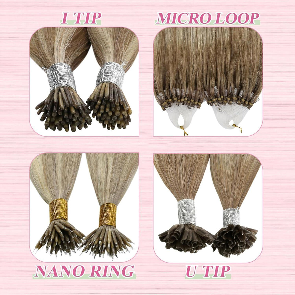 Echthaar Bonding Extensions Ombre Braun Blond 45cm