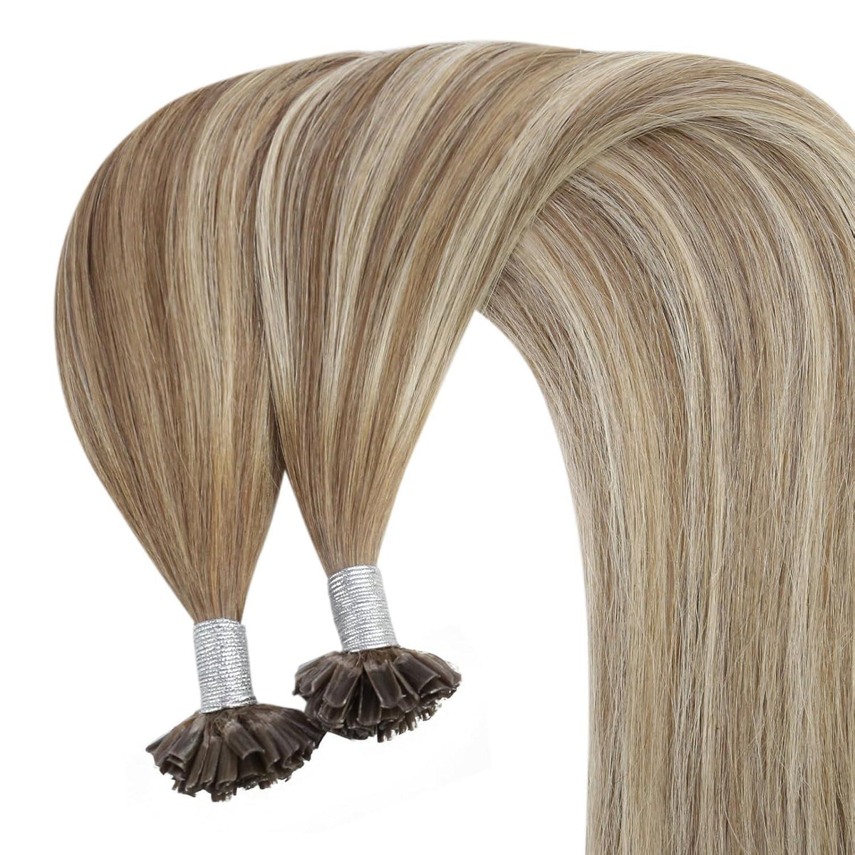 Echthaar Bonding Extensions Ombre Braun Blond 45cm