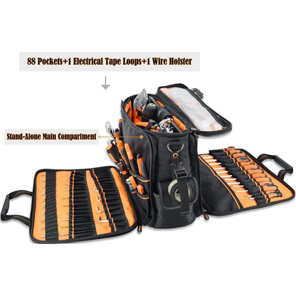 Werkzeugtasche Elektriker 88 Fächer, 17" Laptopfach, robust
