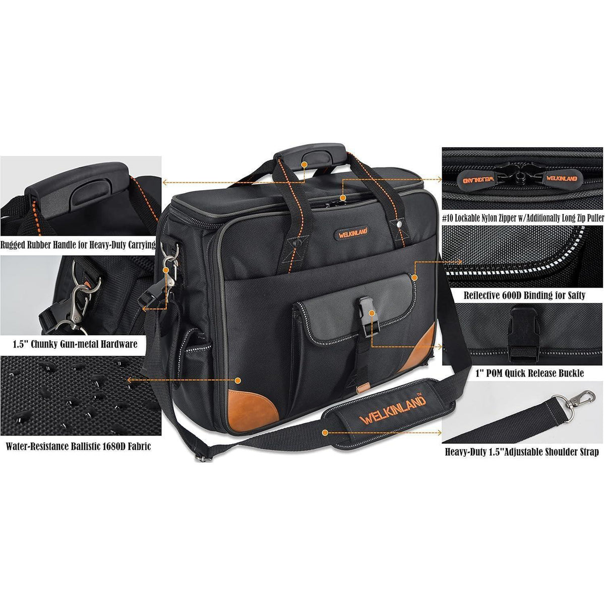 Werkzeugtasche Elektriker 88 Fächer, 17" Laptopfach, robust
