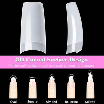 500er Set French Acryl Nägel – Falsche Nägel mit Kleber