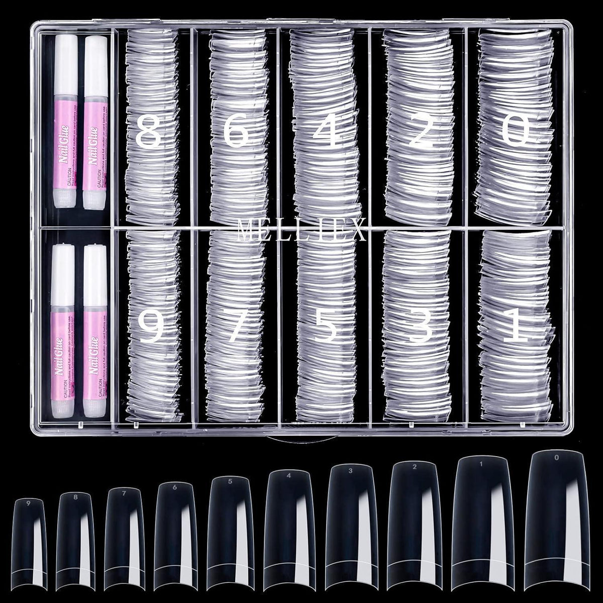 500er Set French Acryl Nageltips mit Kleber – Falsche Nägel