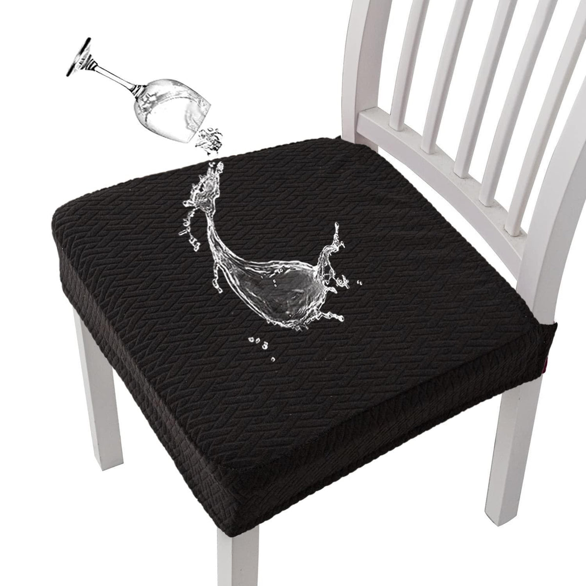 Diamantgitter Stuhlbezüge wasserdicht – Schwarz (2er Set)