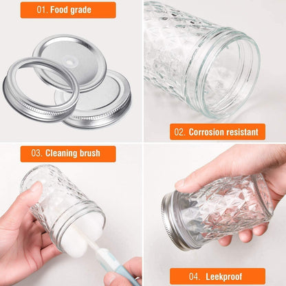 6er Set 120ml Einmachgläser mit 3 Deckelarten